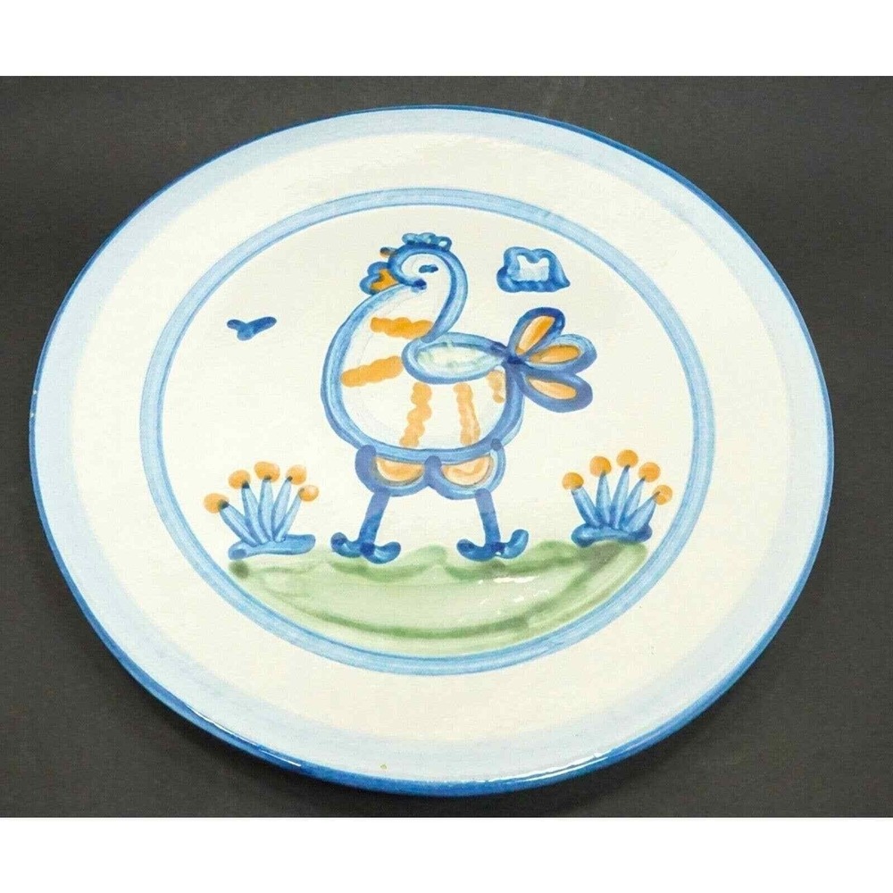 M A Hadley Stoneware Pottery 11" Dinner Plate CHICKEN Design Good Condition